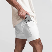 Shorts Masculino de academia 2 em 1 com camada de compressão Fit Nax