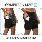 Shorts Masculino 2 em 1 com camada de compressão para corrida Compre 1 leve 2