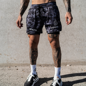 Shorts Masculino Fitness 2 em 1 com camada de compressão para academia Fit Nax