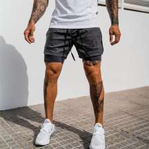 Shorts Masculino Fitness 2 em 1 com camada de compressão para academia Fit Nax