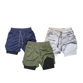 - Kit Shorts Masculino 2 em 1 de Compressão Dry Fit  para Corrida Fit nax compre 2 leve 3