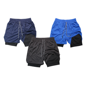 - Kit Shorts Masculino 2 em 1 de Compressão Dry Fit  para Corrida Fit nax compre 2 leve 3