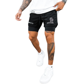 Shorts Masculino Fitness 2 em 1 com camada de compressão para academia Fit Nax