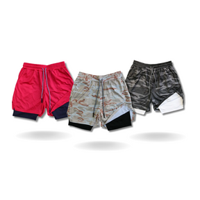 - Kit Shorts Masculino 2 em 1 de Compressão Dry Fit  para Corrida Fit nax compre 2 leve 3