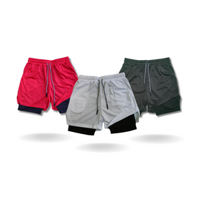 - Kit Shorts Masculino 2 em 1 de Compressão Dry Fit  para Corrida Fit nax compre 2 leve 3