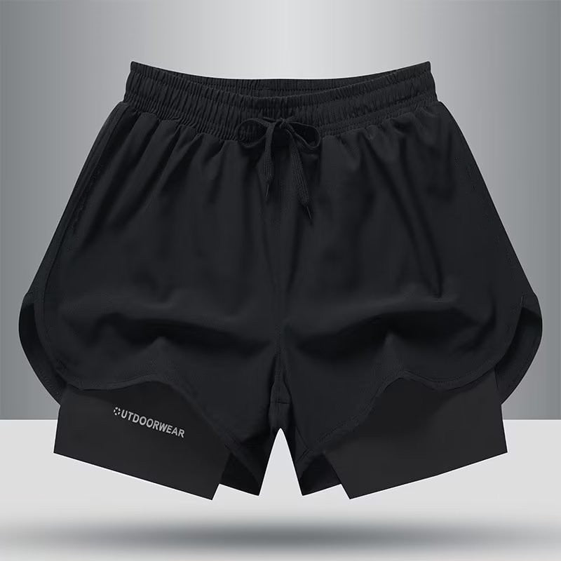 Shorts Masculino 2 em 1 com camada de Compressão Quick Dry para academia Fit Nax