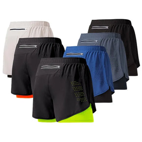 Shorts Masculino 2 em 1 com camada de Compressão para academia Fit Nax