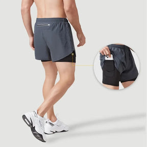 Shorts Masculino 2 em 1 com camada de Compressão para academia Fit Nax