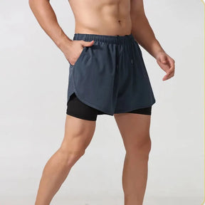 Shorts Masculino 2 em 1 com camada de Compressão para academia Fit Nax