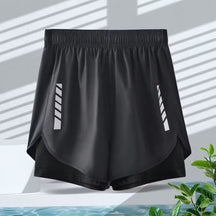 Shorts Masculino 2 em 1 com camada de Compressão Quick Dry para academia Fit Nax