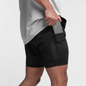 Shorts Masculino de academia 2 em 1 com camada de compressão Fit Nax