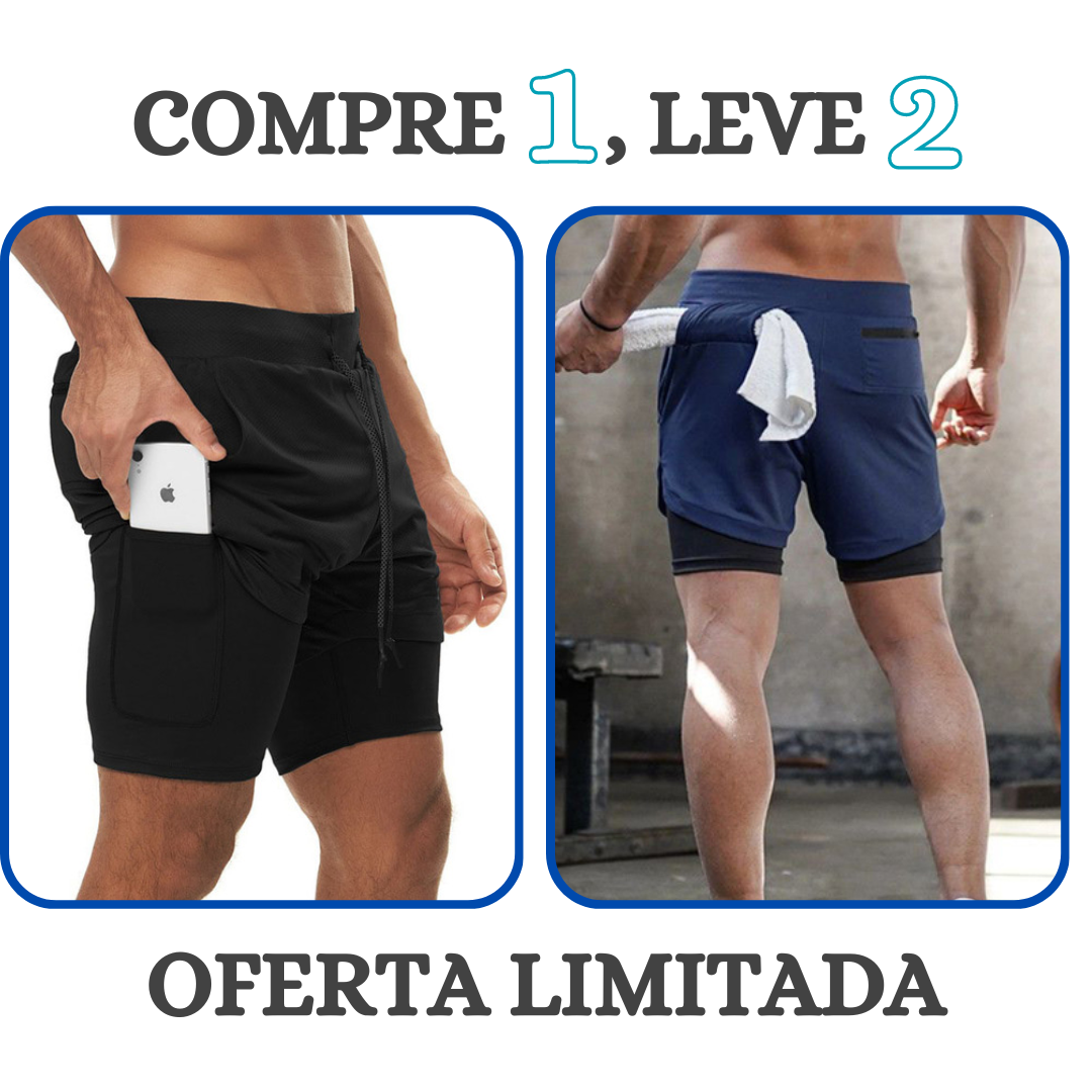 Shorts Masculino 2 em 1- Compre 1 Leve 2