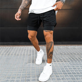 Shorts Masculino Fitness 2 em 1 com camada de compressão para academia Fit Nax